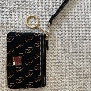 Dooney &Bourke Black and Gold Wristlet with Keychain